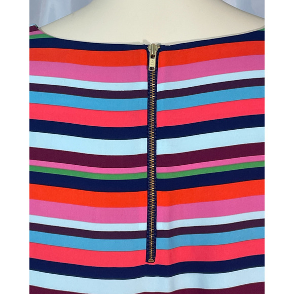 3-FOR-$30 Cynthia Rowley Sz 12 Shift Dress Colorful Striped Silky Exposed Zipper - Picture 8 of 10